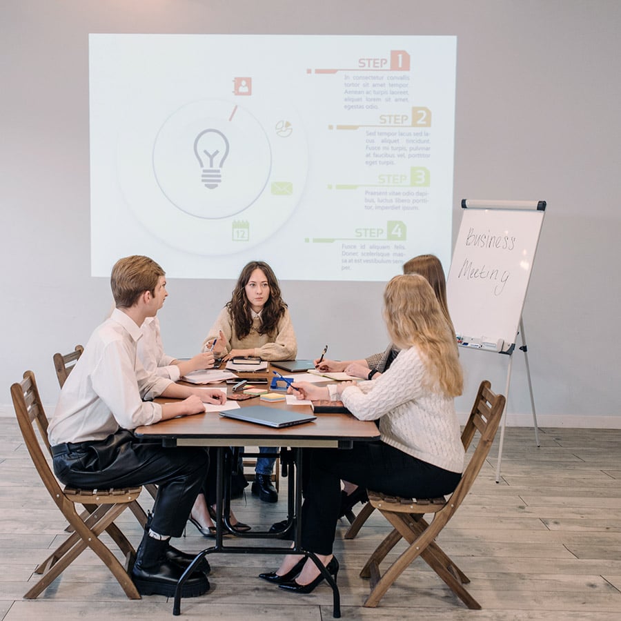 Presentation in meeting rooms on projector screen paint wall